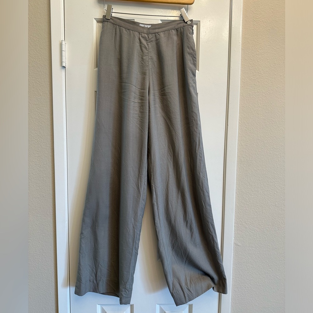 Brioni silk and wool wide leg trousers